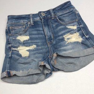 FACTORY DISTRESS VINTAGE AMERICAN EAGLE JEAN SHORTS W2/26 🦅